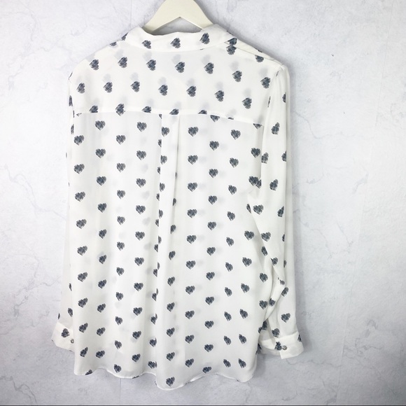 [Rachel Zoe] White Heart Button Down Shirt - Picture 3 of 3